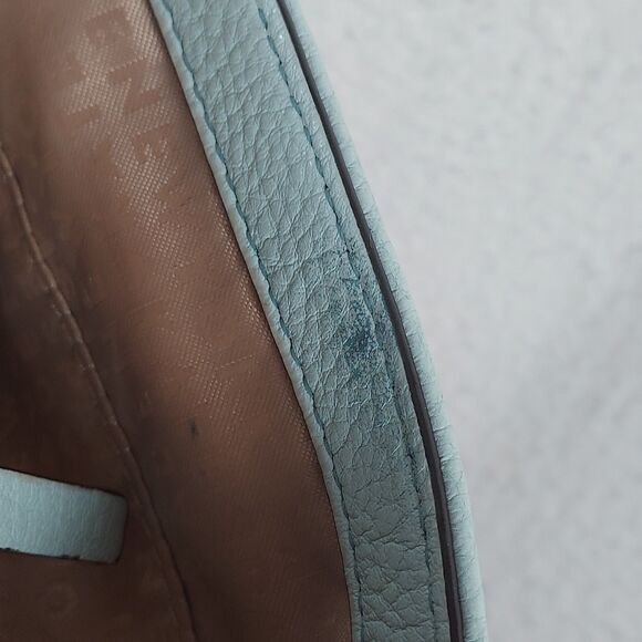 Kate Spade Quilted Pebbled Leather Turnlock Shoulder Bag Blue Gold Chain - Picture 14 of 16